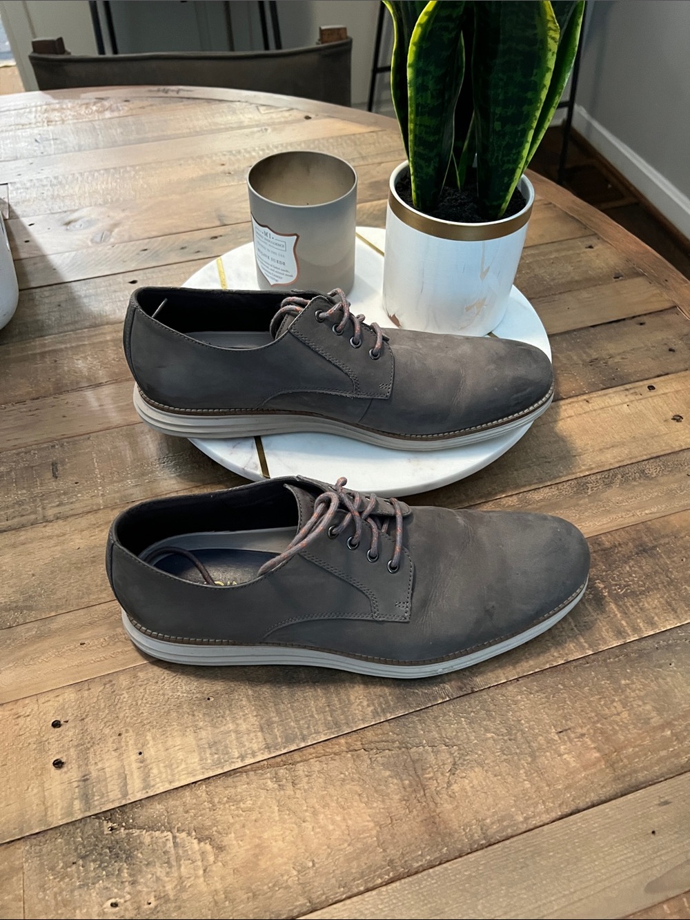 Cole Haan Charcoal Nubuck Derby Oxfords